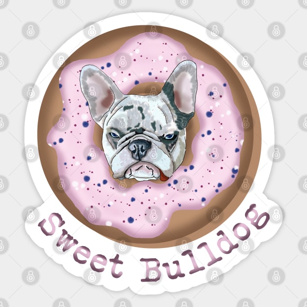 Sweet Bulldog and donut with pink glaze Sticker by KateQR